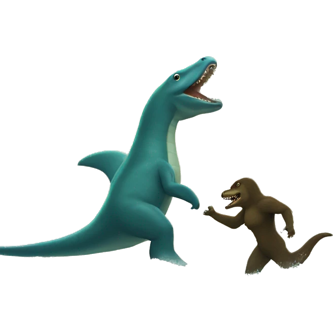 Plesiosaur fighting Bigfoot  emoji