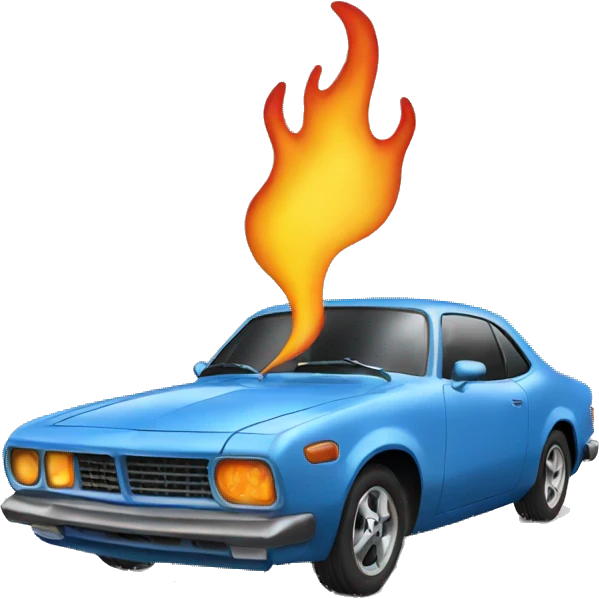 Car with flaming exhaust  emoji