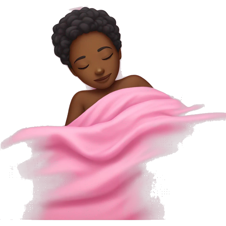 Black girl sleeping with pink sheets emoji