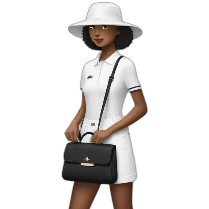 Lacoste bag girl with black lacoste hat emoji