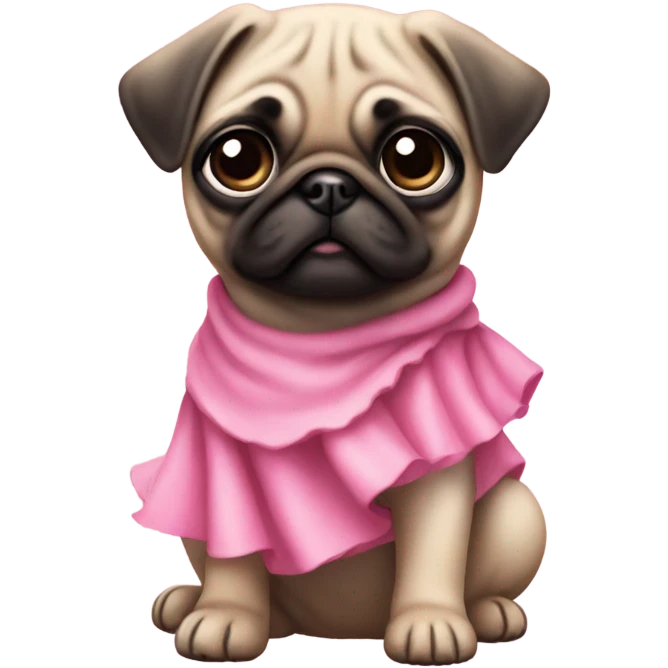 pug puppy with pink dress emoji