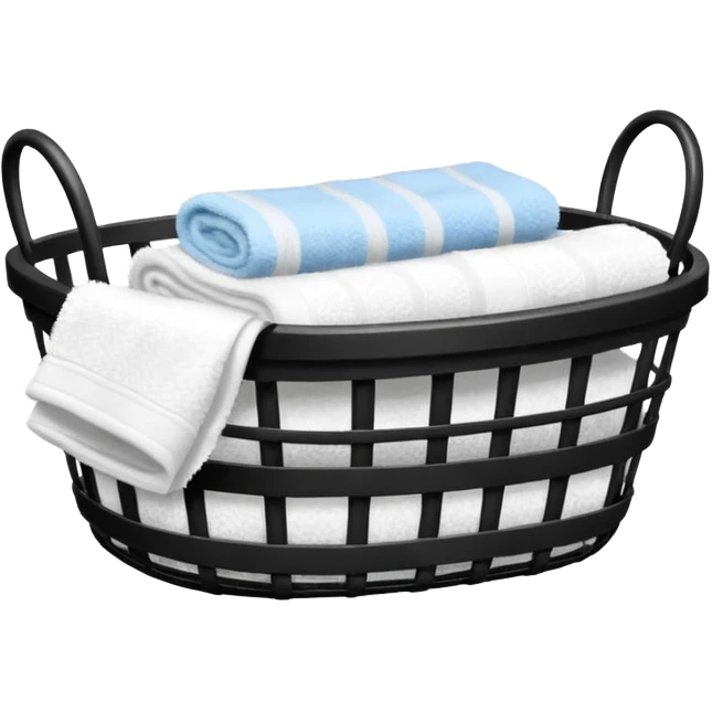 black metal basket with folded towels emoji