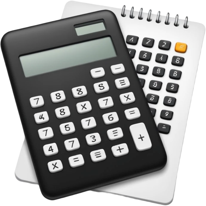 calculator next to a sheet of paper emoji