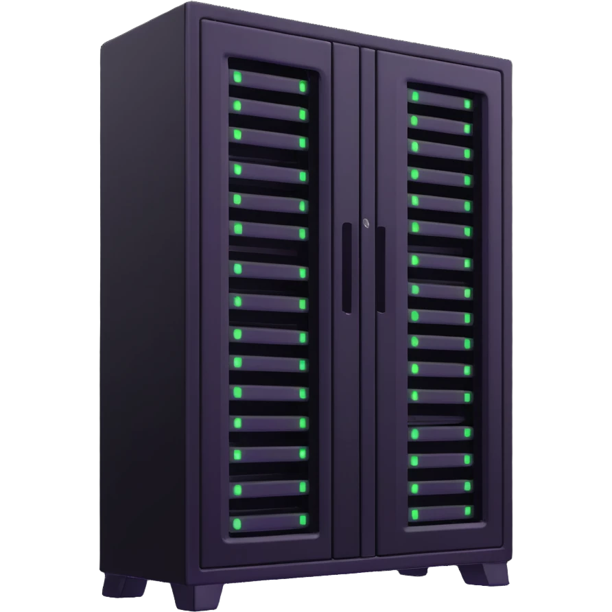 modern server rack with glowing lights emoji