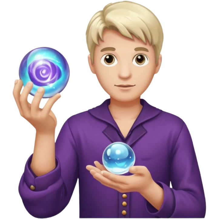male psychic holding magic glass ball emoji
