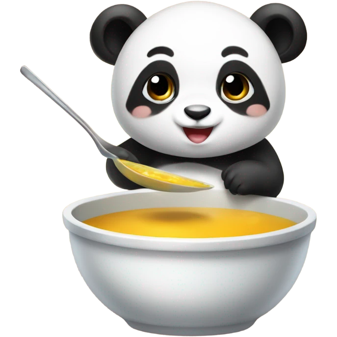 Baby panda marrying bowl of soup emoji