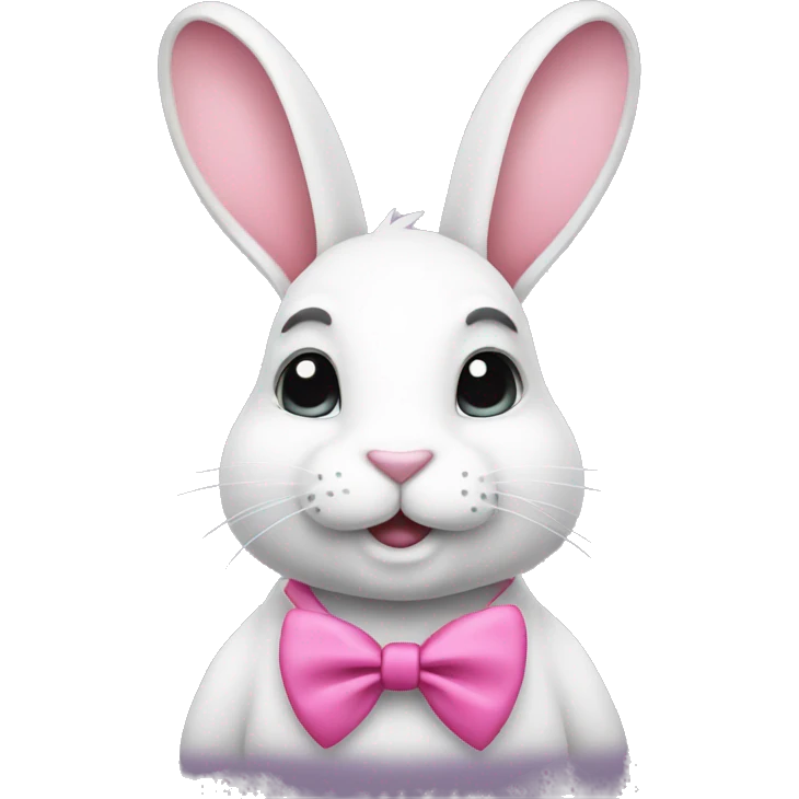 A white rabbit with a pink bow on his neck  emoji