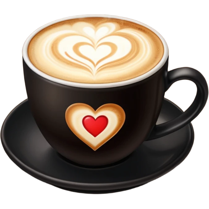 Coffee latte art in a black mug emoji