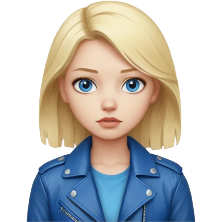 dessiner moi une fille assez rebelle et qui est blonde au yeux bleu emoji