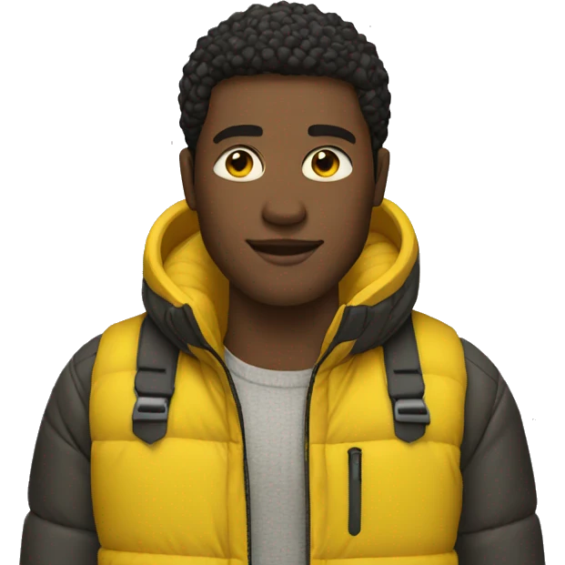Black man wearing a yellow puffer jacket  emoji