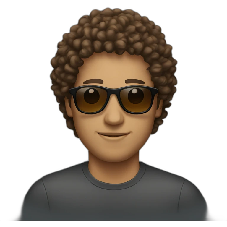 Guy with sunglasses and brown curly hair emoji