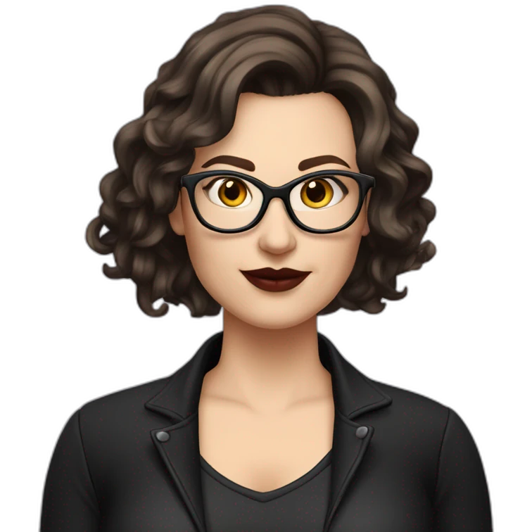 Sexy-Caucasian-Mum-woman-goth-brown-hair-standing-wearing-glasses-plus-size emoji