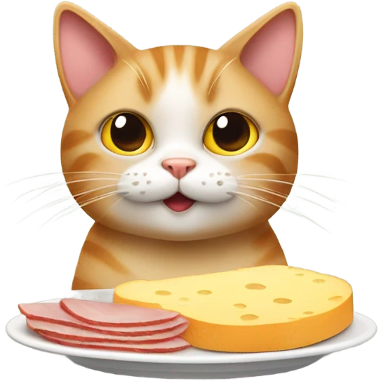 Cat eating ham and cheese emoji
