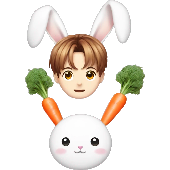 BTS Jungkook with cute bunny ears with carrot emoji