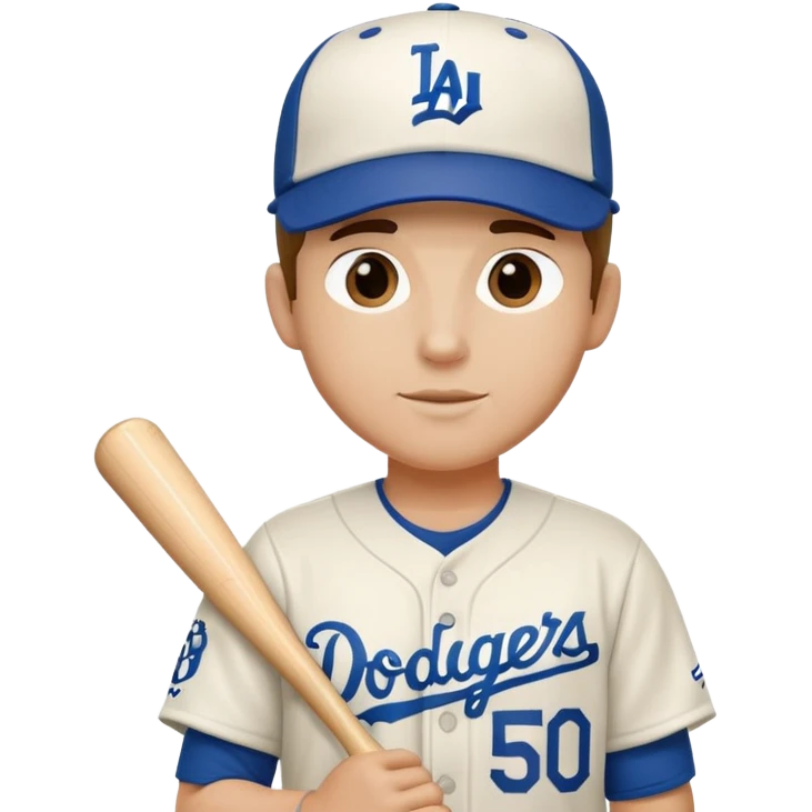 Baseball man with a dodger hat and a jersey with the number 50 emoji