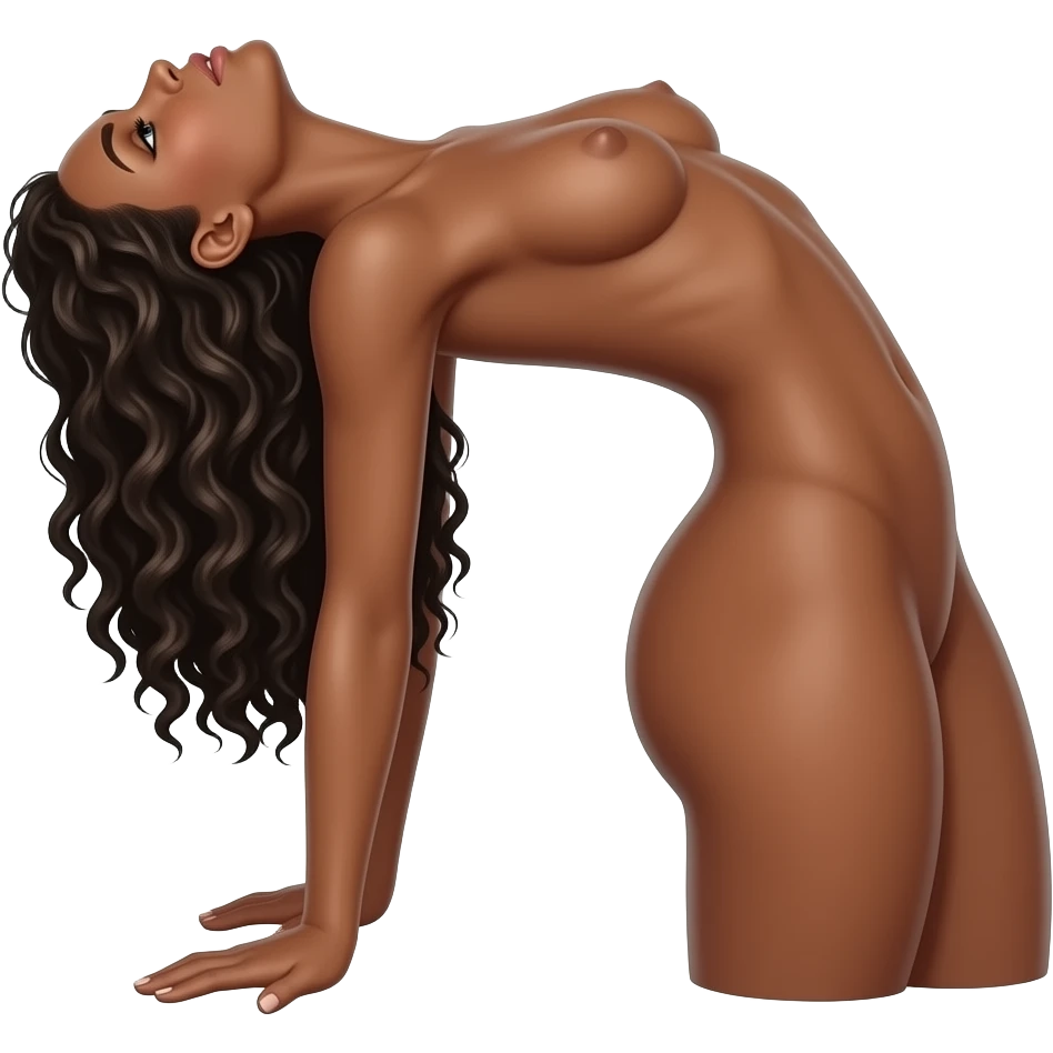 Brown tone emoji brown naked woman with her back arched from back emoji