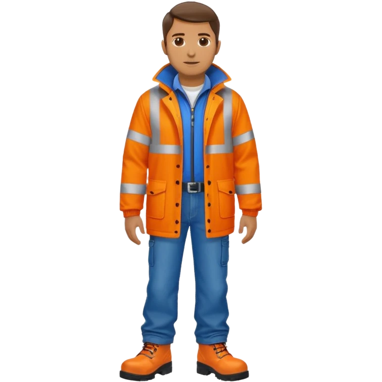 man in hi vis orange coat and jeans emoji
