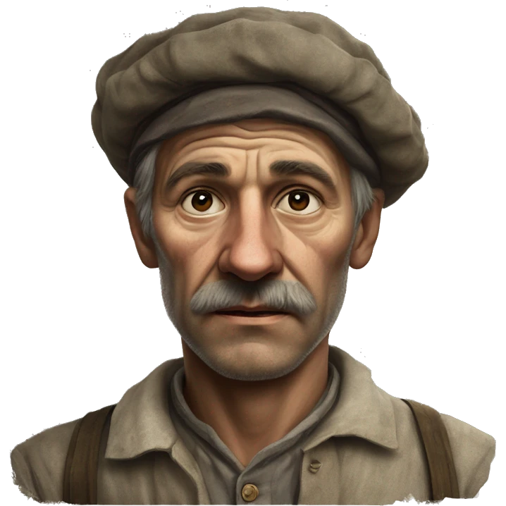 peasant in an old shirt during the 1917 revolution in russia photorealistic serious emoji