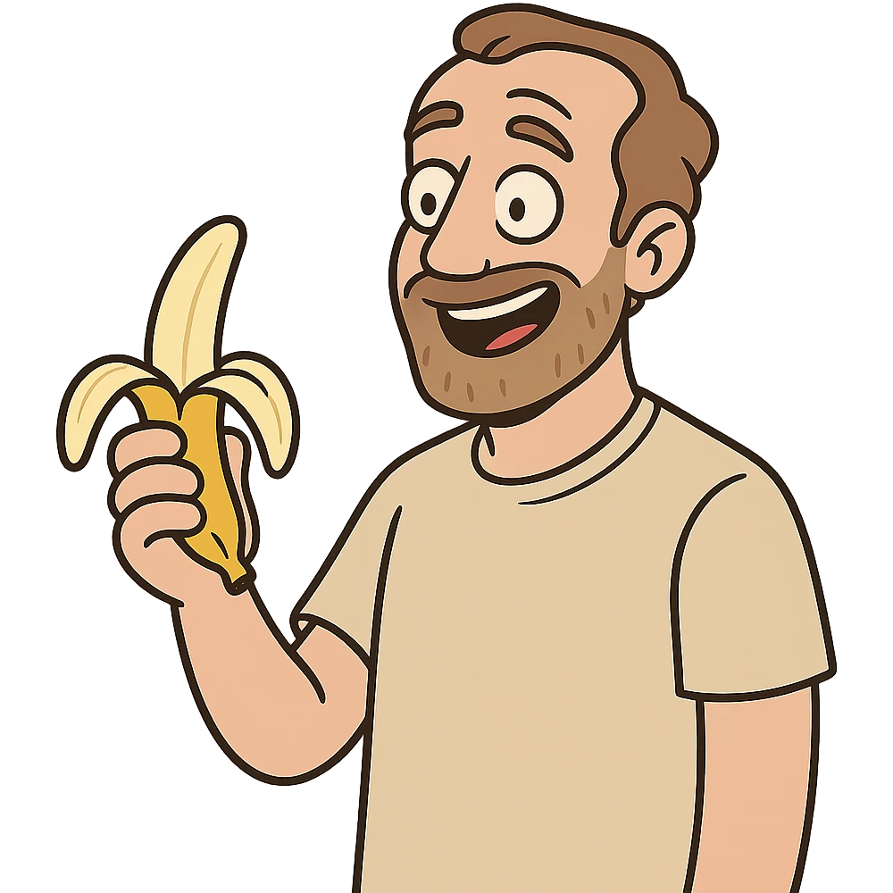 man with a banana in flat toon style emoji