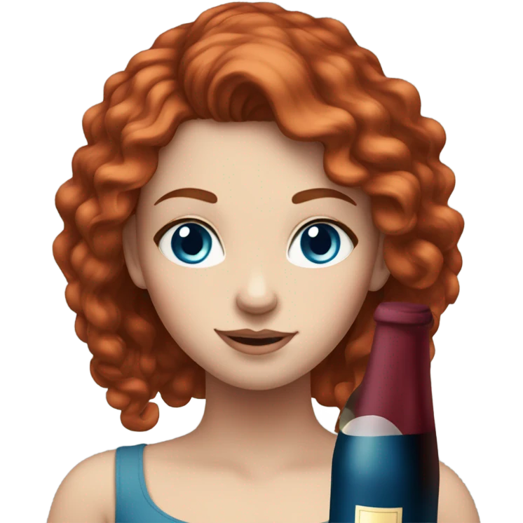 wine red haired white girl with blue eyes emoji