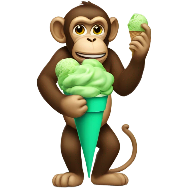 Big monkey eating green ice cream emoji