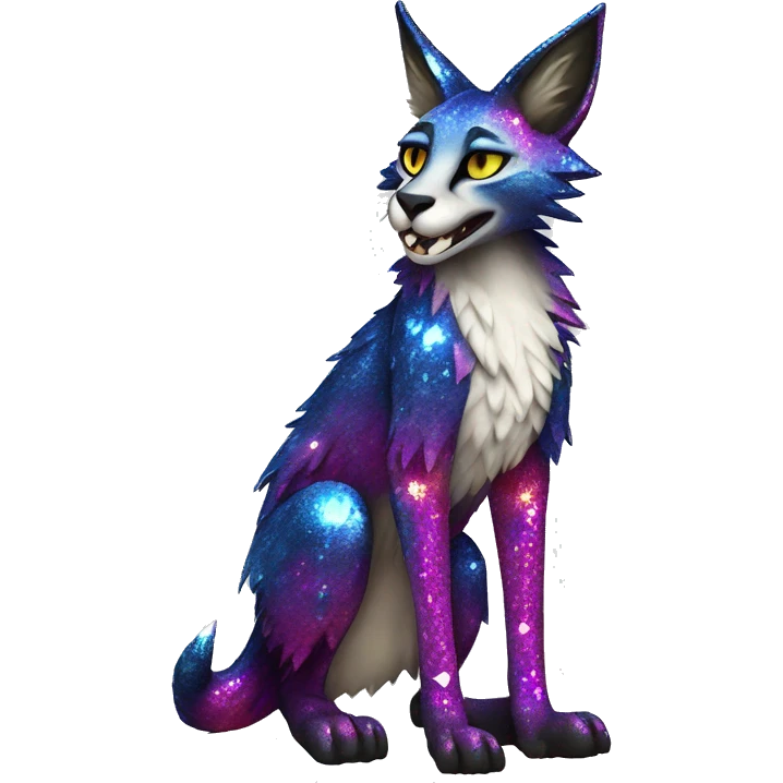 Epic Edgy Colorful Sparkly Sergal-Serval-Vernid full body emoji