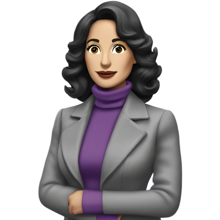 70’s Tv show Diana Prince wearing grey suit with purple turtleneck  emoji