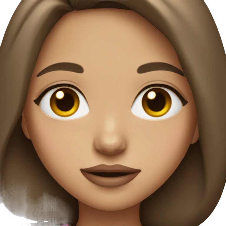 Girl with brown hair and pink lips emoji