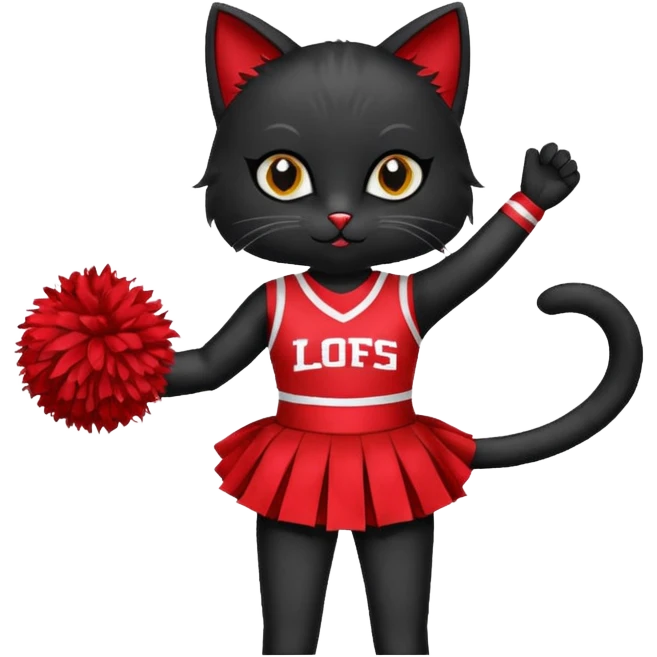cheerleading black cat with pom pom emoji