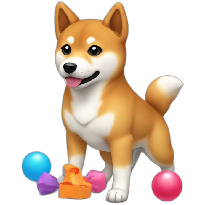 shiba inu red with broken toys emoji