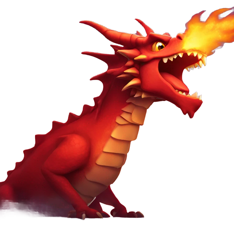 Red fierce dragon breathing bright red glowing fire  emoji