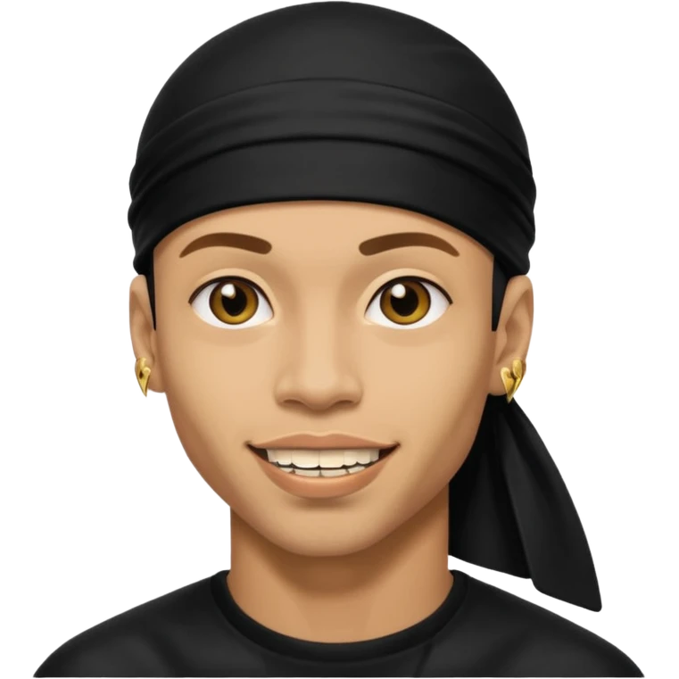 lightskin man with a black durag and grillz emoji