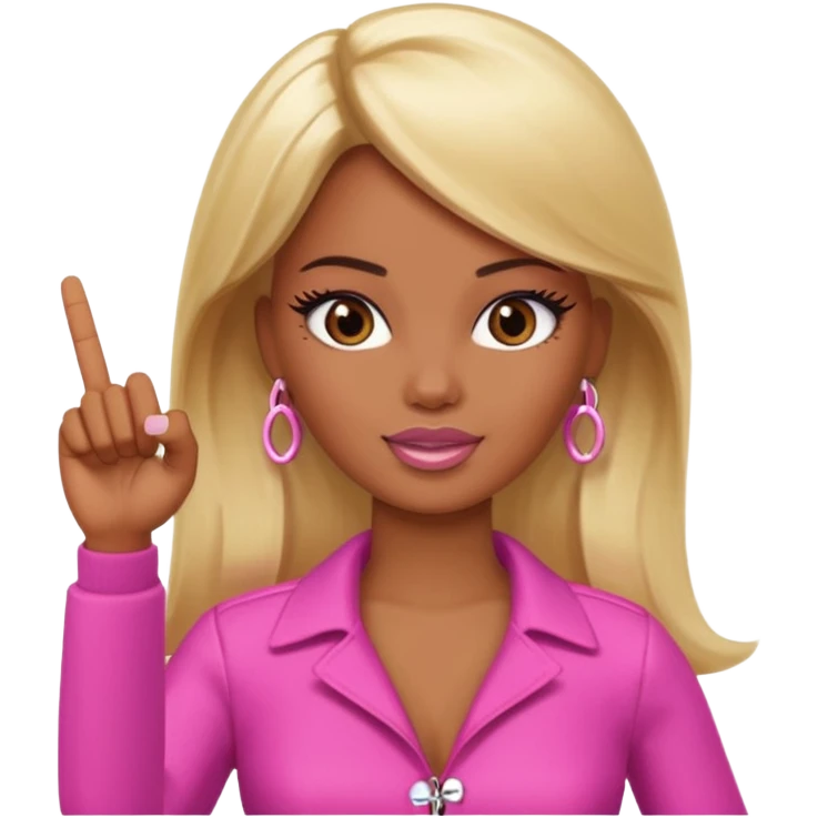 Brown skin blonde hair brown eyed barbie shooting the middle finger  emoji