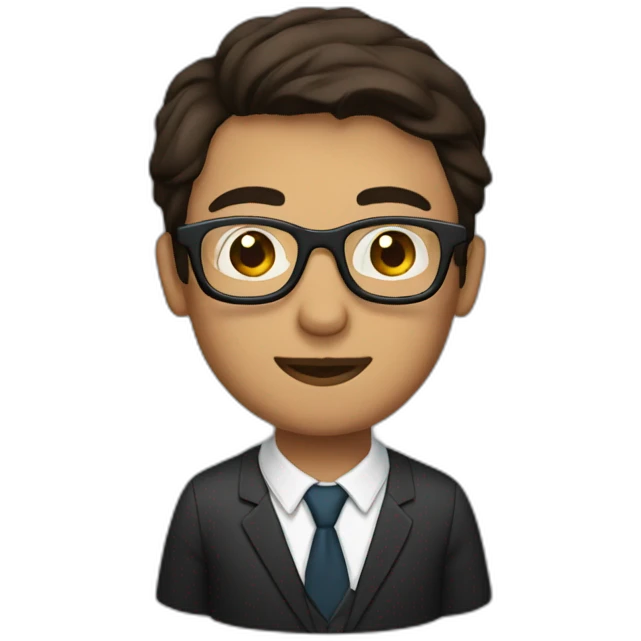 man with laptop, round glasses, dark brown hair and side parting emoji