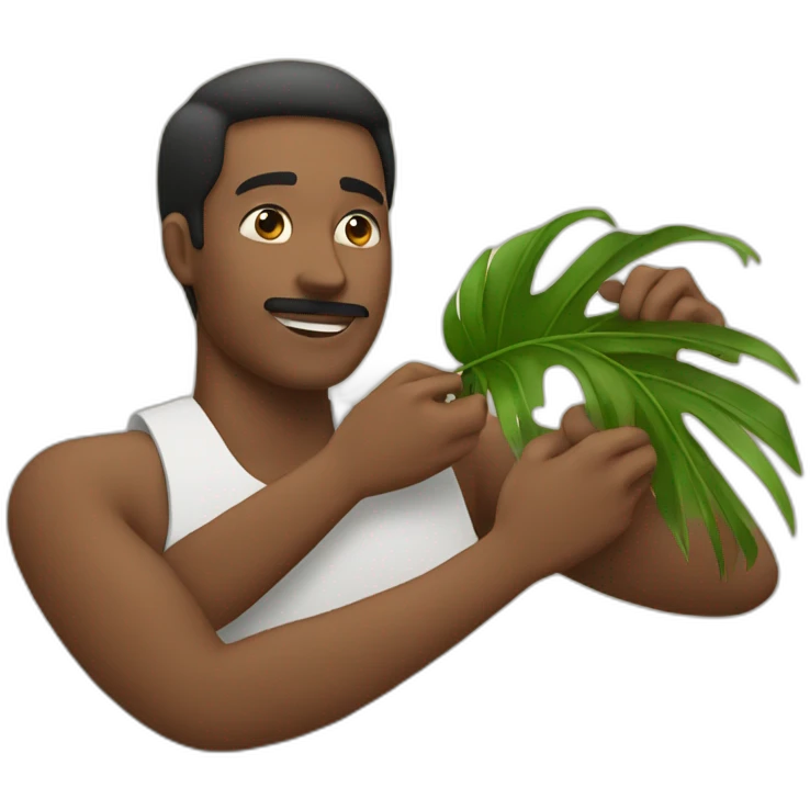 man is laying and someone fanning him with palm leaf emoji