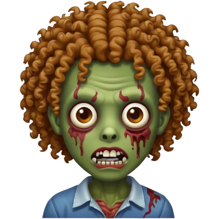 brown skin zombie with curly hair  emoji