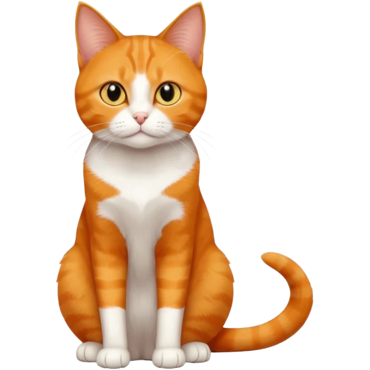 full body solid orange domestic shorthair slim cat with yellow/orange eyes sitting emoji