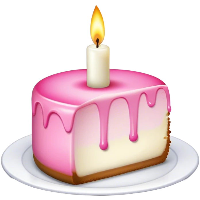 Pink cheesecake with candle emoji