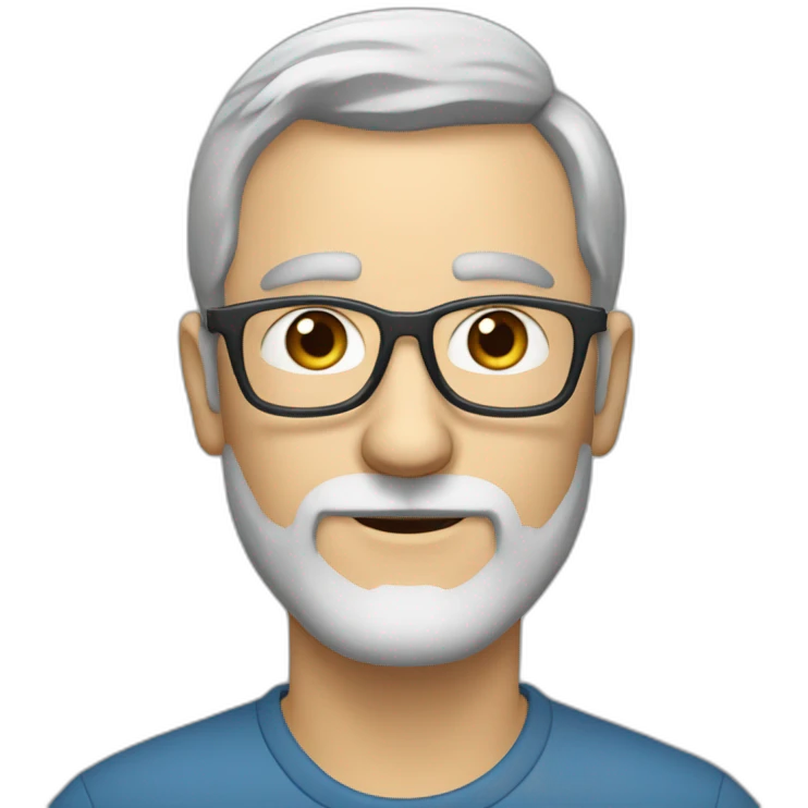 40 year old white man with grey hair and grey beard and dark glasses and long thin nose emoji
