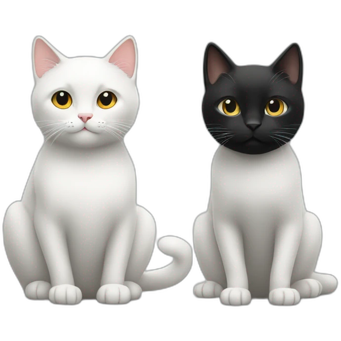 Un chat blanc et un chat noir se tenant la patte emoji