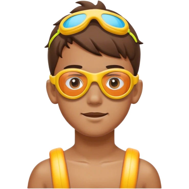 Boy wearing swim goggles and floaties  emoji