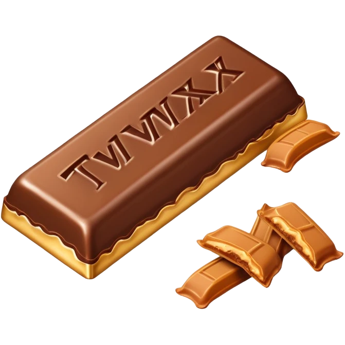 Twix chocolate candy bar with caramel emoji