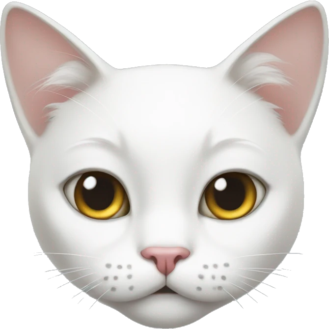white cat and her face is ugly emoji