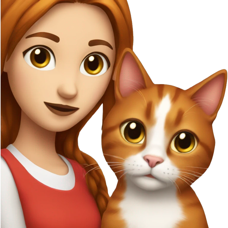 red cat with brunette girl  emoji