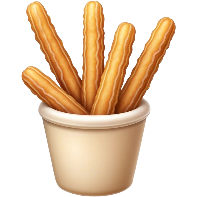 Cinematic Realistic Churros Dessert Emoji, showcasing crispy, golden-brown fried dough sticks dusted with sugar rendered with lifelike detail and warm, inviting lighting. emoji
