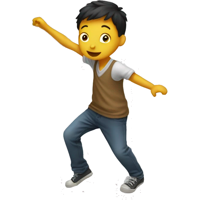 boy dancing near a marker board emoji