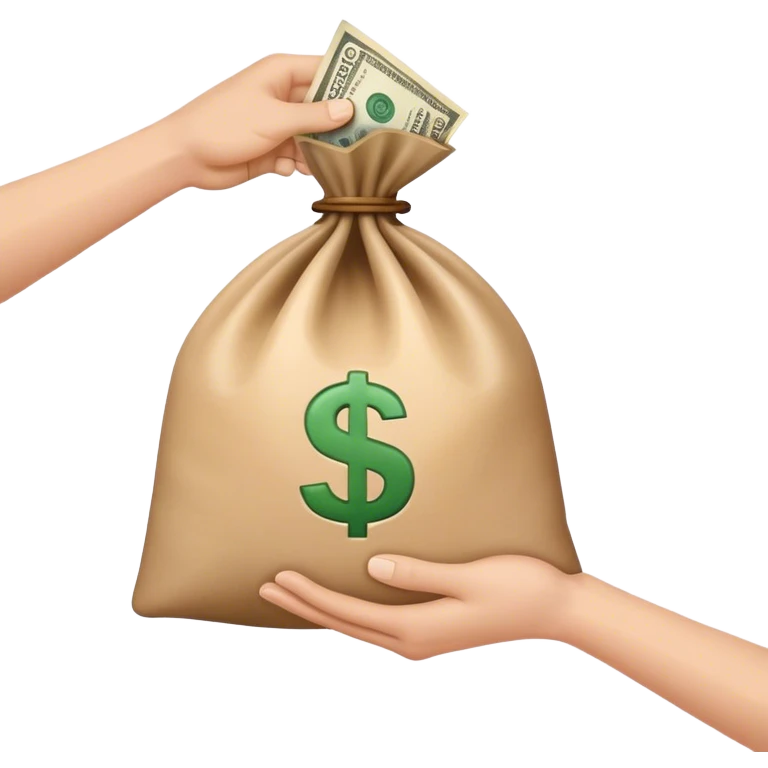 a hand holding a bag of money emoji