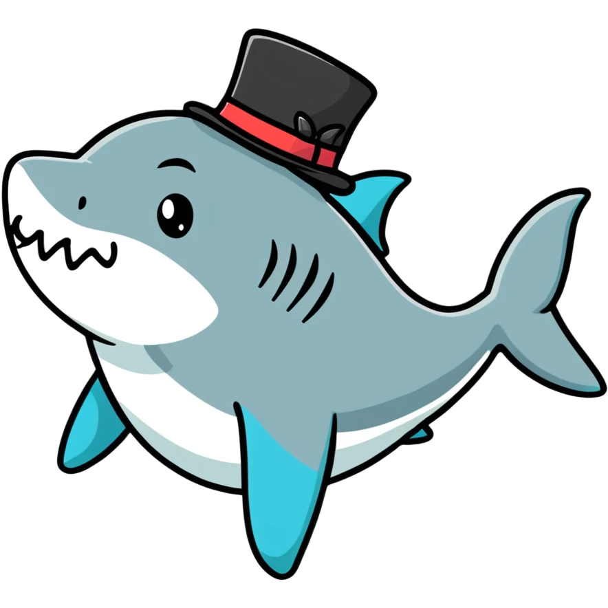Shark with a top hat emoji