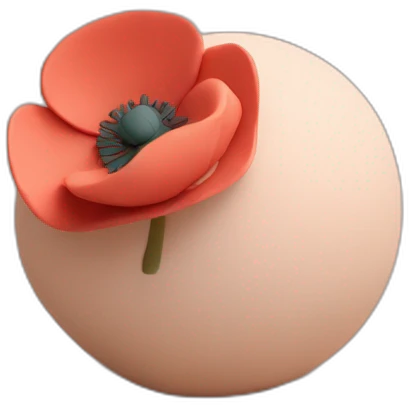 minimalistic poppy icon matte clay 3d render soft light emoji