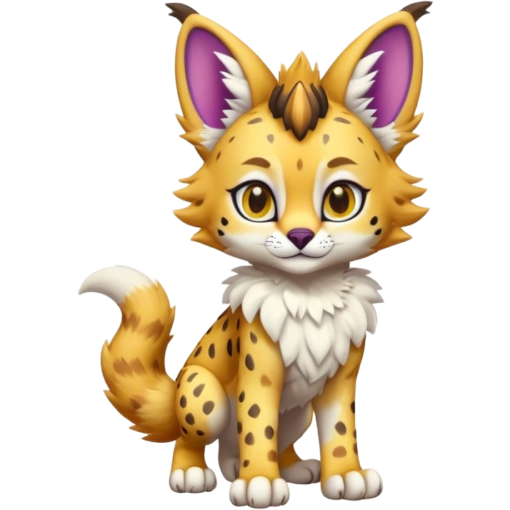 Cute Kawaii Epic Colorful Sergal-Serval-Vernid full body emoji